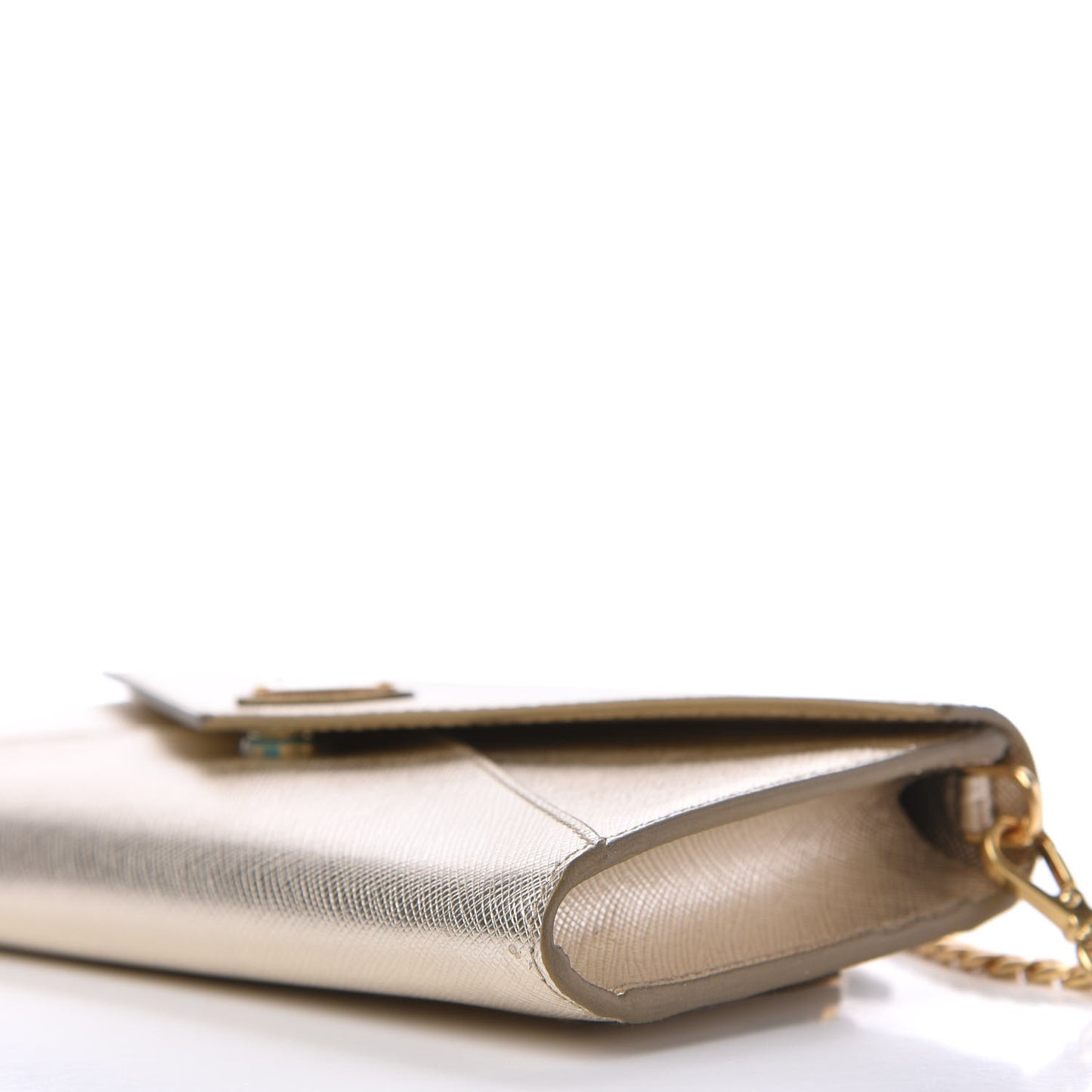 Metallic Saffiano Triangle Mini Crossbody Bag Pirite