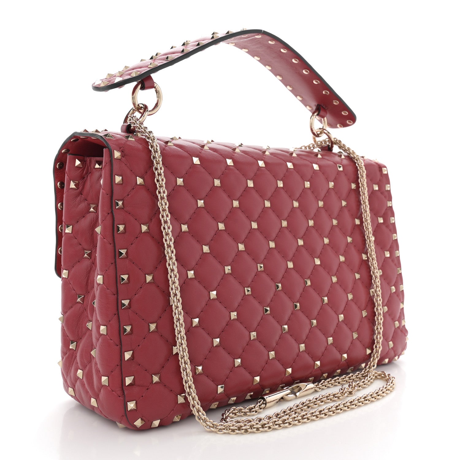 Valentino Garavani Nappa Large Rockstud Spike Shoulder Bag Rubino 3 of 9