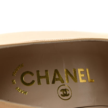 Chanel Lambskin Cap Toe CC Pumps 37.5 Beige Black 8 of 9