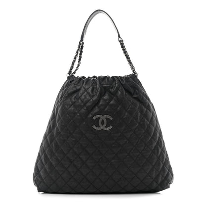 Chanel Distressed Glazed Caviar Quilted Large Elastic Tote Black 1 of 10