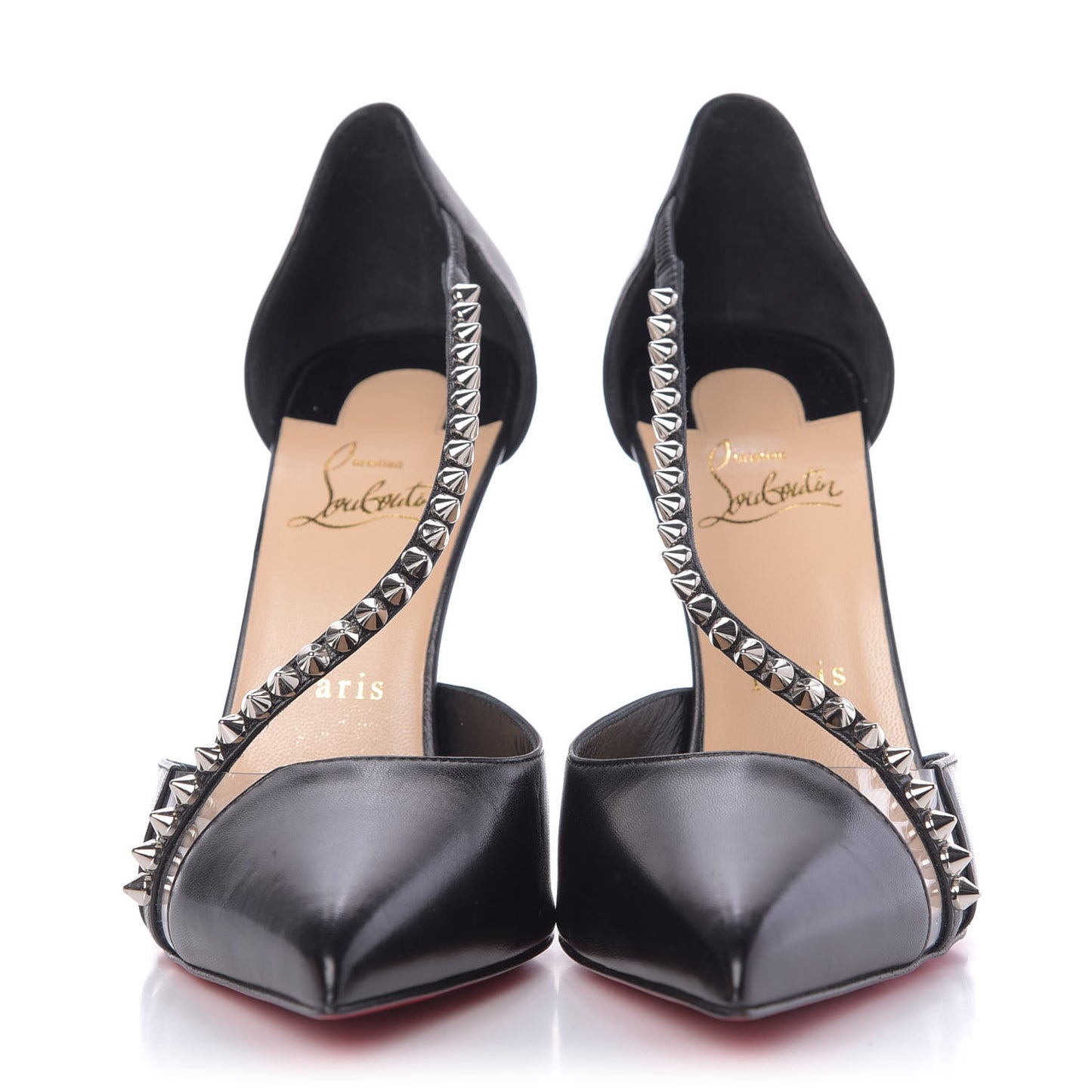 Kid PVC Spike Cross 100 Pumps 39.5 Black Silver