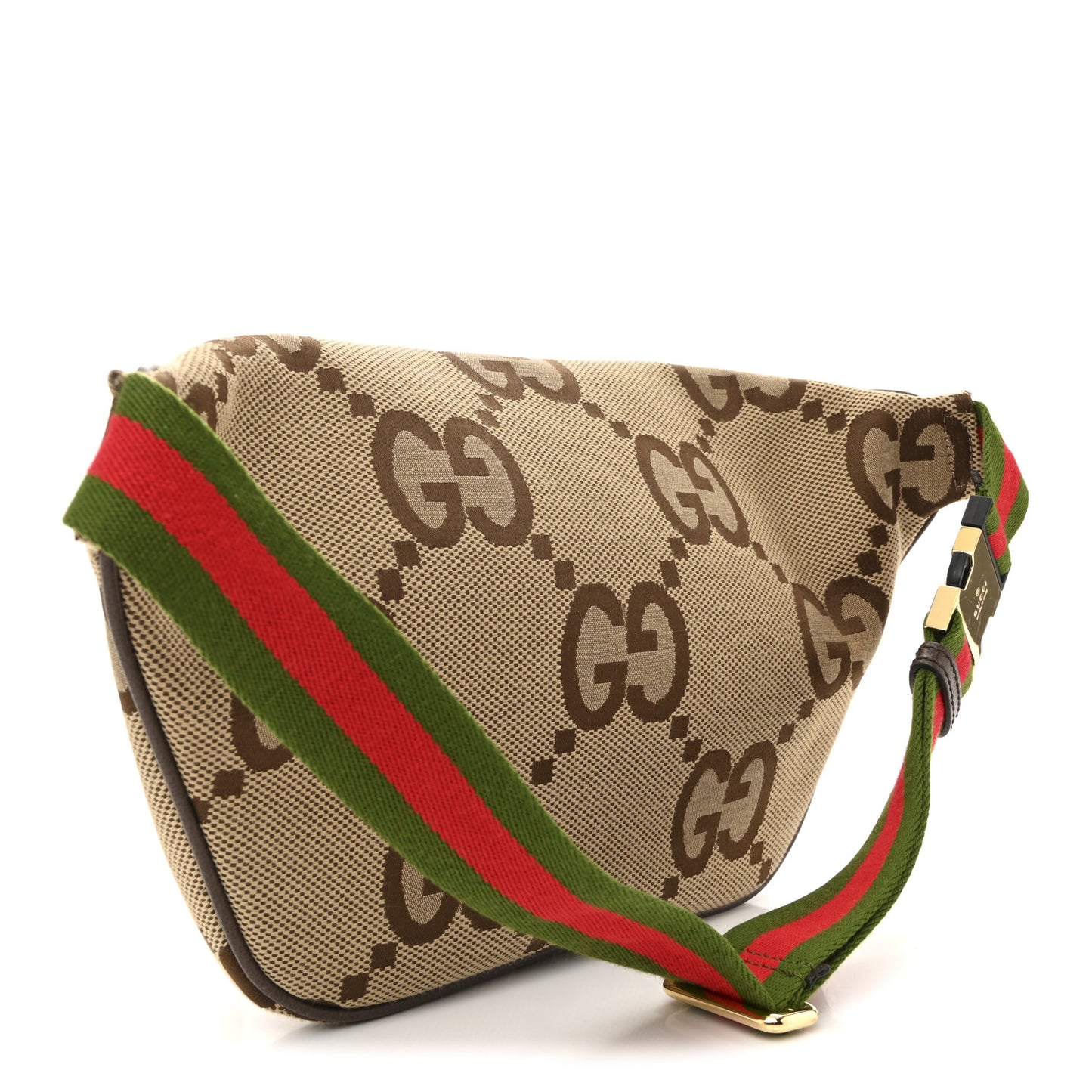 Monogram Jumbo GG Textured Dollar Calfskin Web Belt Bag Camel Ebony New Acero