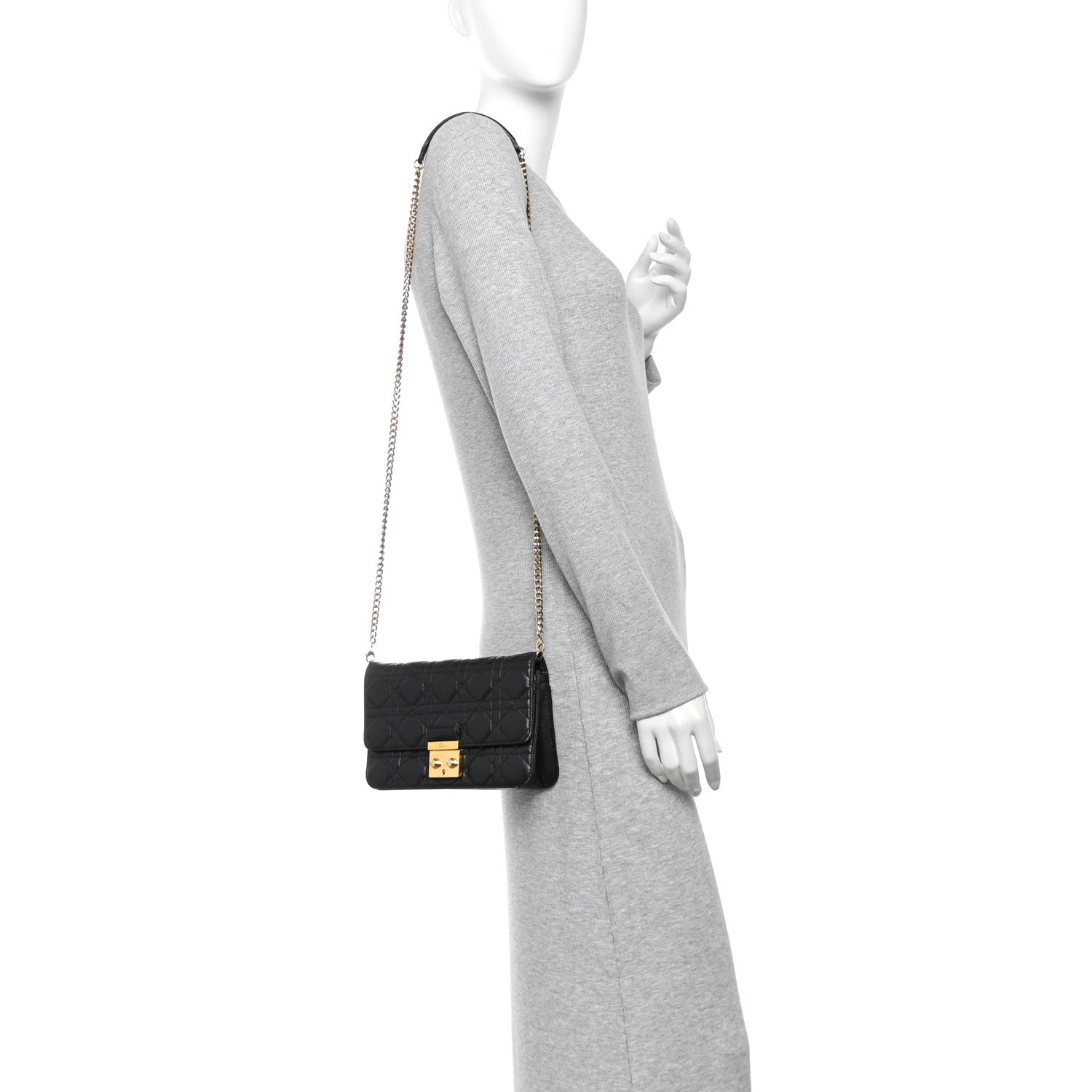 Christian Dior Lambskin Cannage Miss Dior Promenade Pouch Black 2 of 15