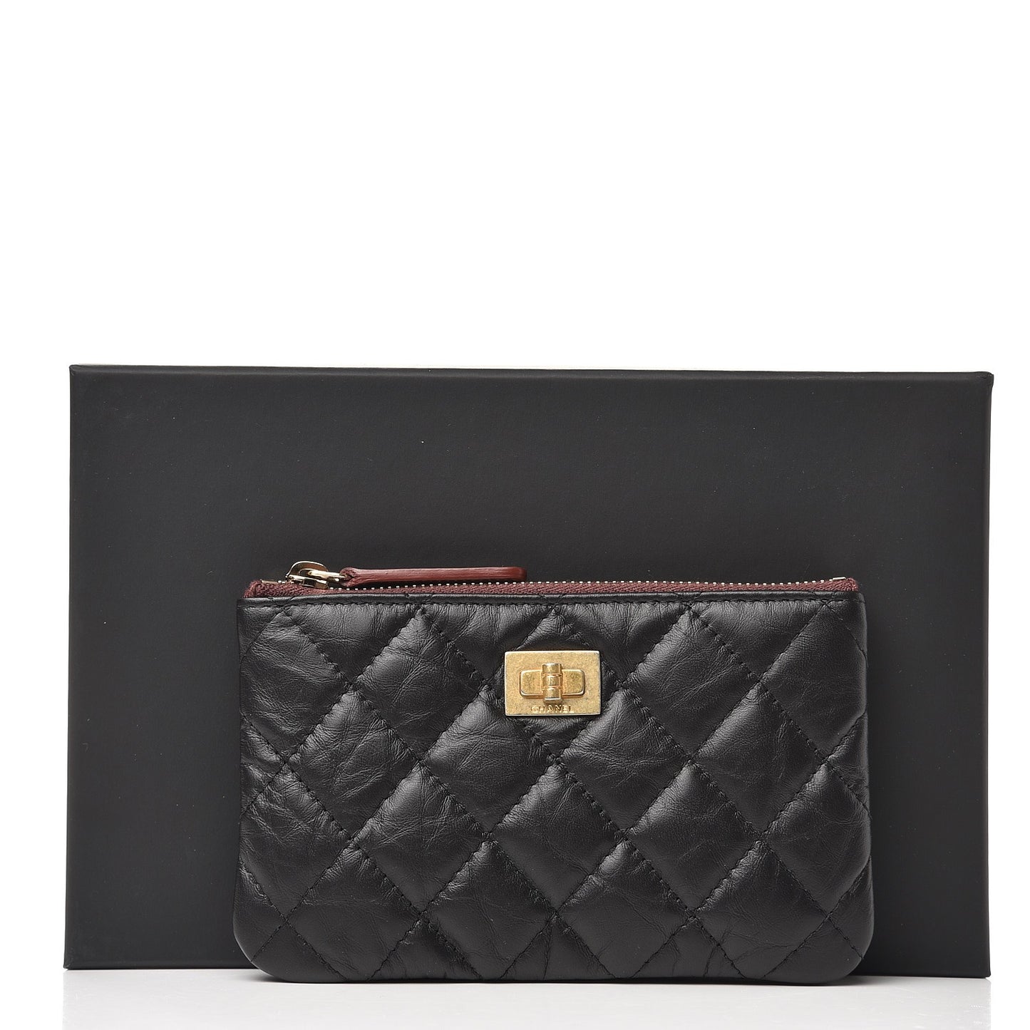 Aged Calfskin Quilted Small Reissue Cosmetic Case Black