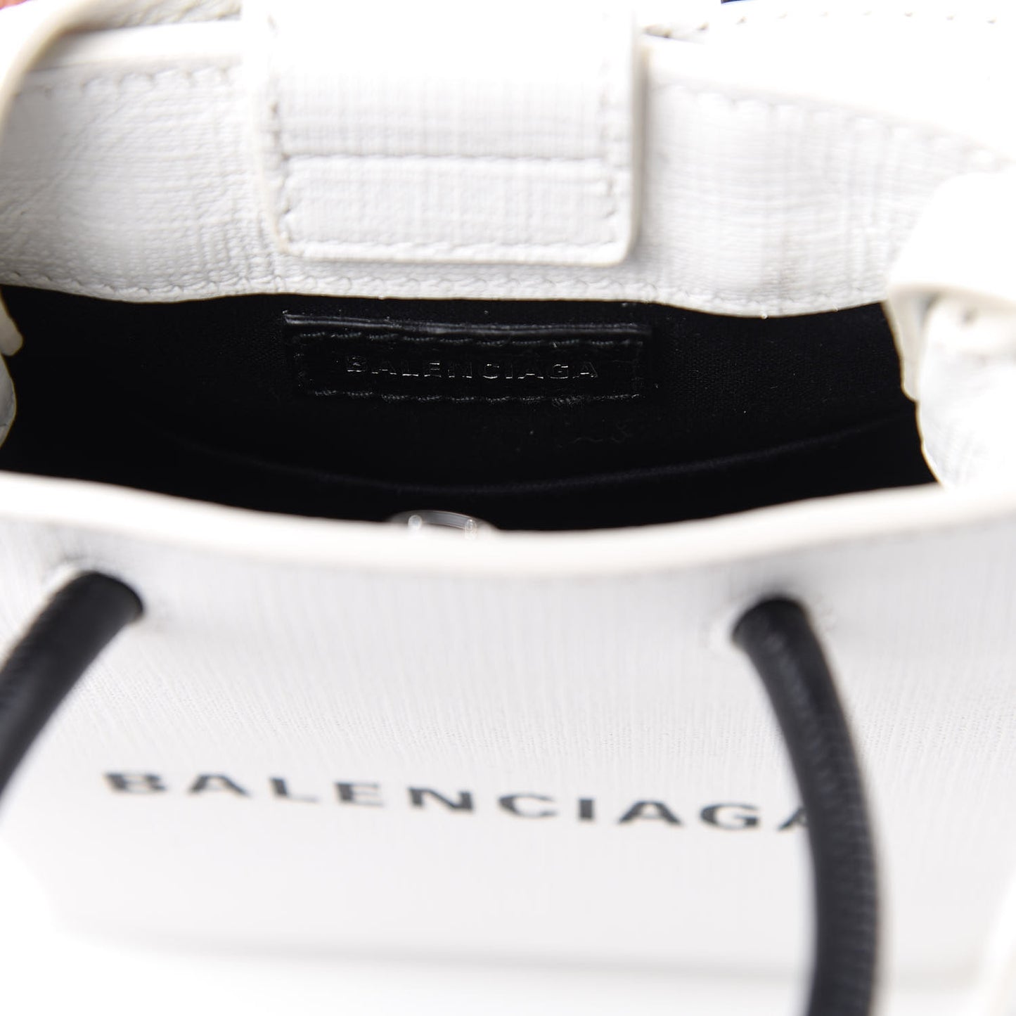 Squared Calfskin Logo Shopping Phone Holder Bag White