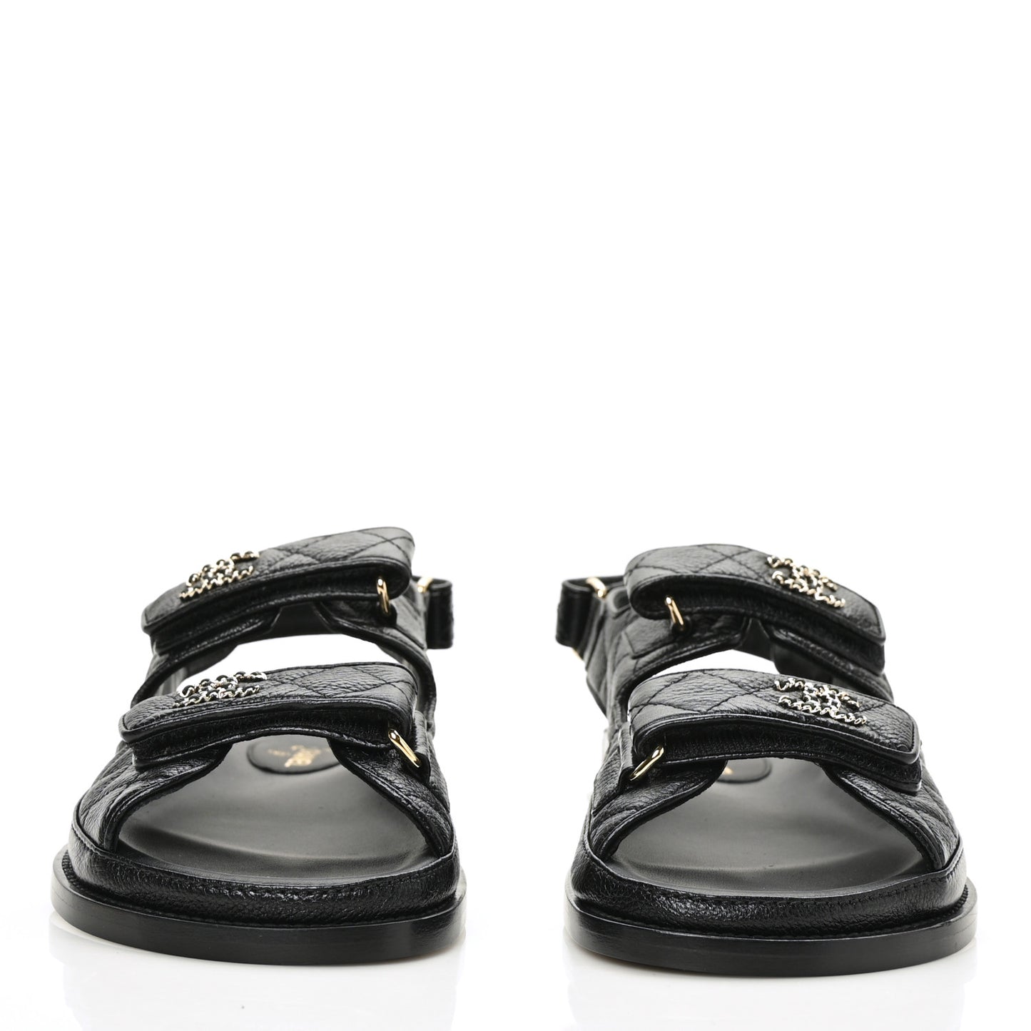 Grained Calfskin Velcro Dad Sandals 36.5 Black