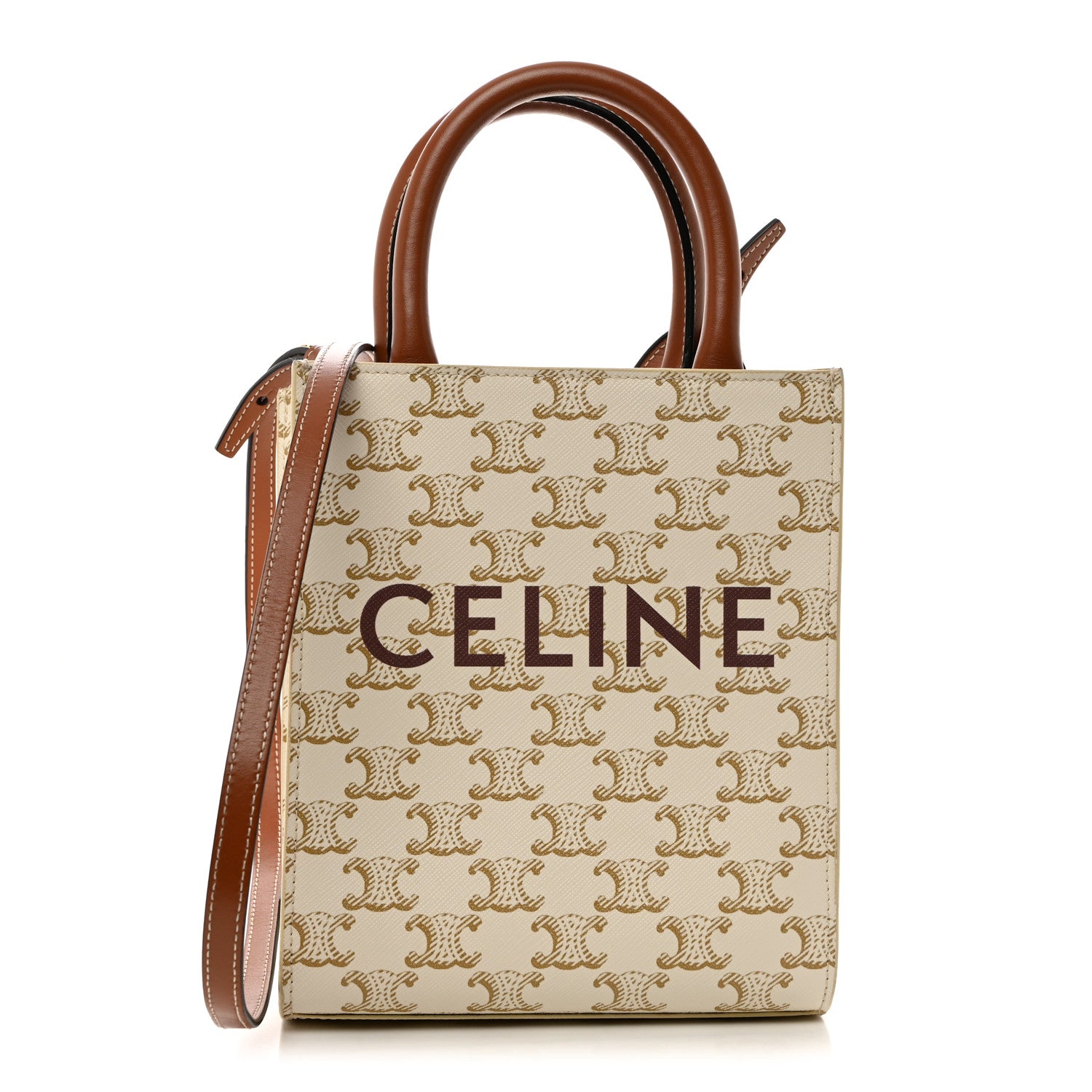 Celine Triomphe Canvas Calfskin Mini Vertical Cabas White 1 of 10