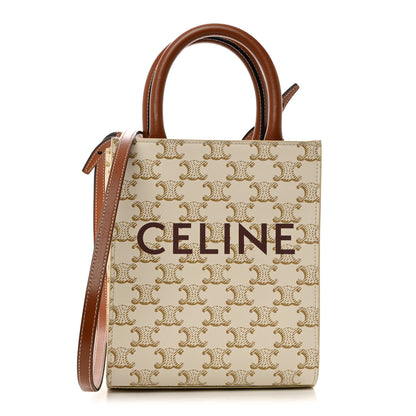 Celine Triomphe Canvas Calfskin Mini Vertical Cabas White 1 of 10