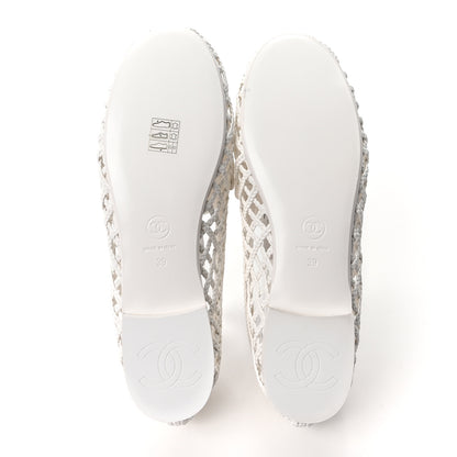 Chanel Braided Lambskin CC Mocassin Loafers 37 White 6 of 9