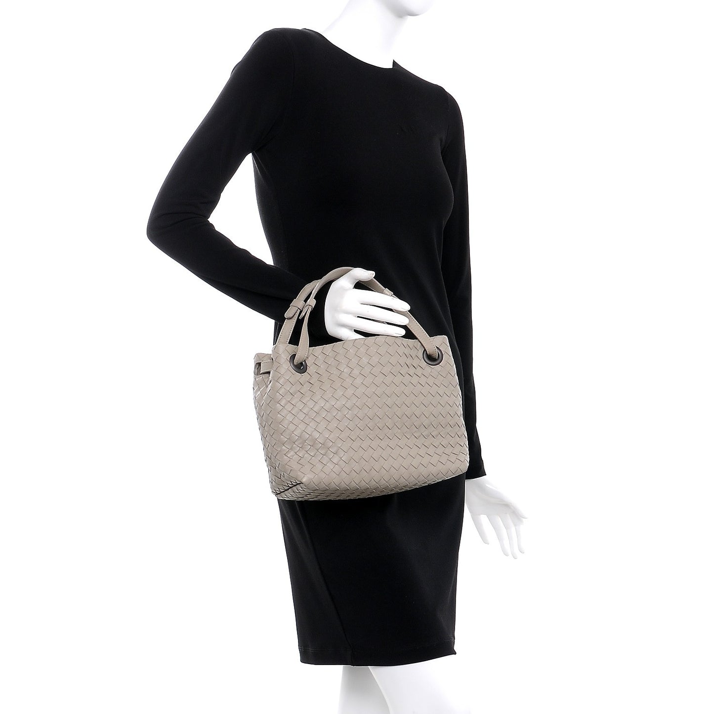 Nappa Intrecciato Small Garda Bag Grey