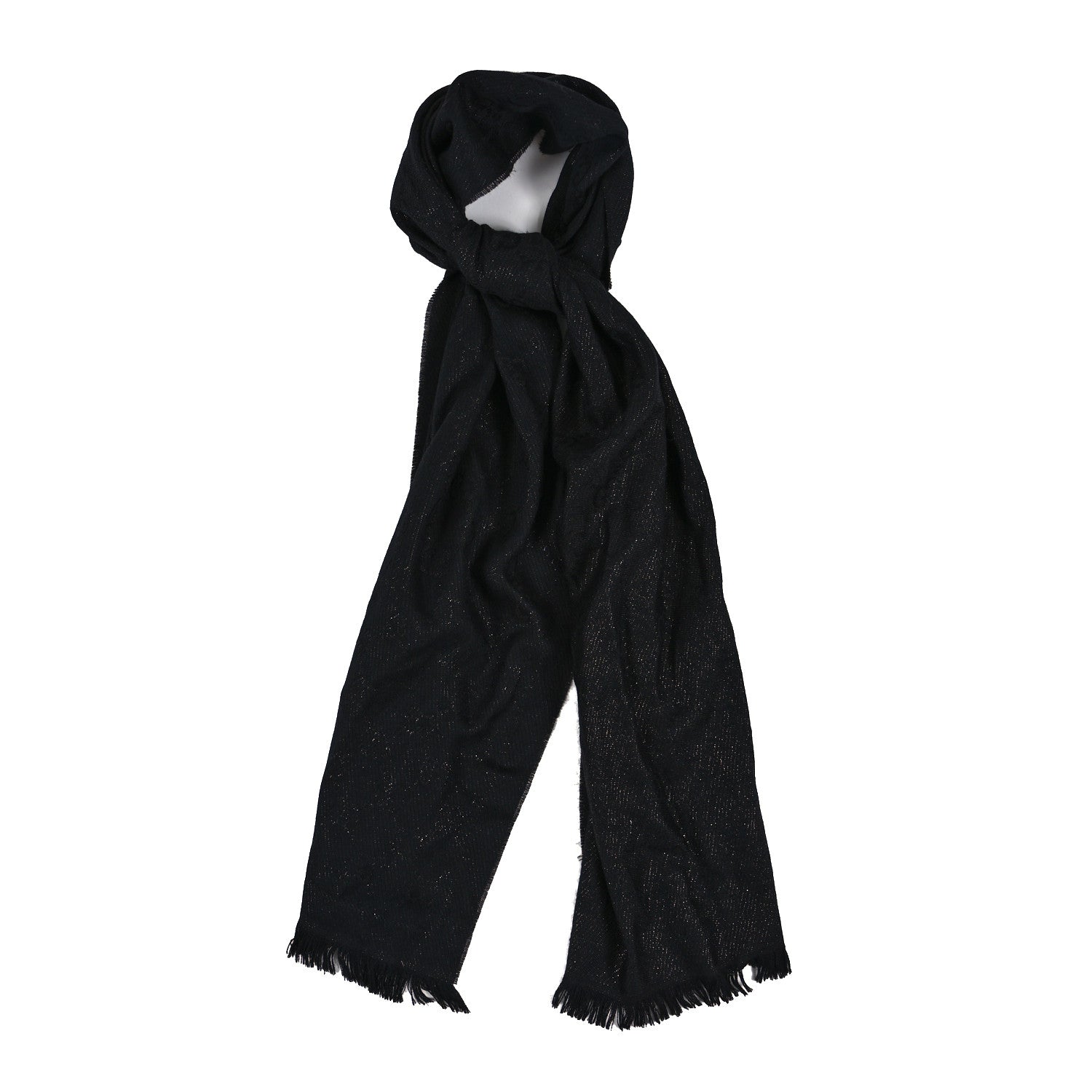 Gucci Wool Silk Shimmer Monogram Shawl Scarf Black 1 of 3