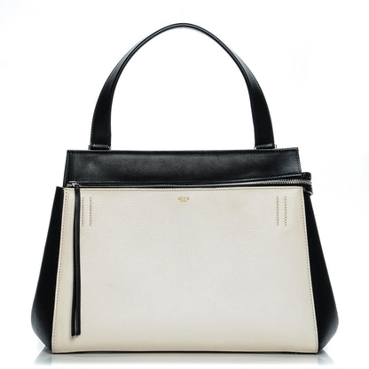 Celine Supple Calfskin Medium Bi-Color Edge Shoulder Bag Cream 1 of 9