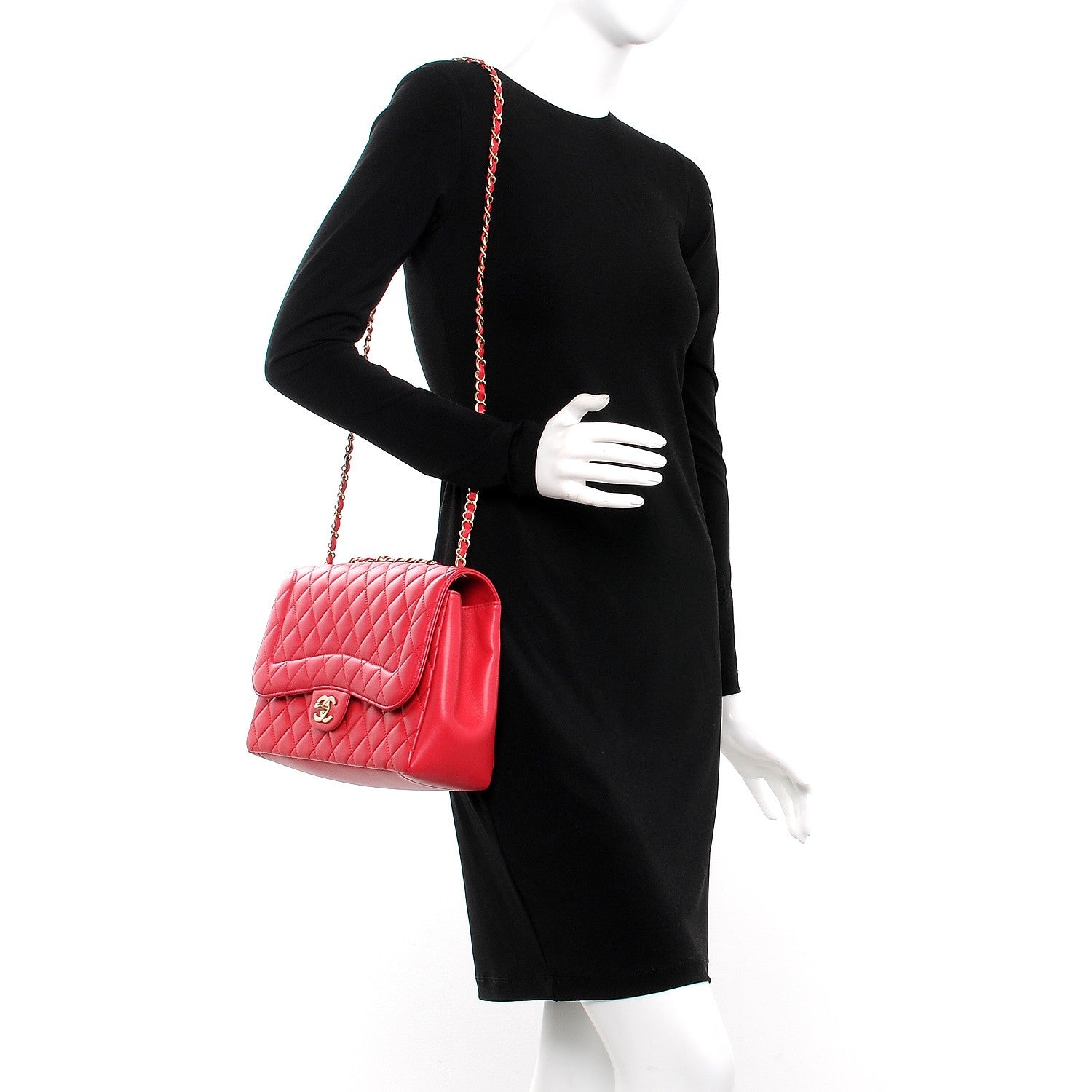 Chanel Lambskin Quilted Jumbo Mademoiselle Chic Flap Red 2 of 10