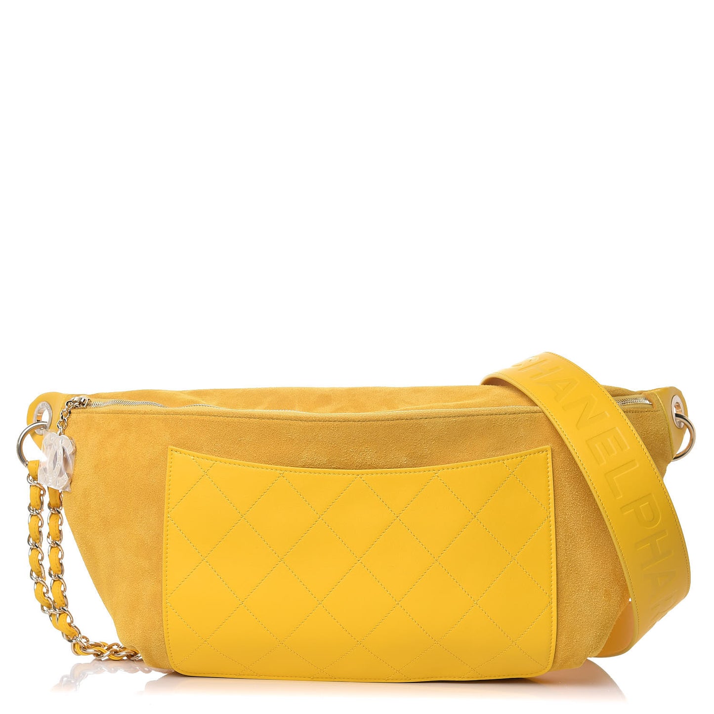 X PHARRELL WILLIAMS Suede Lambskin Oversized Waist Belt Bag Jaune Yellow