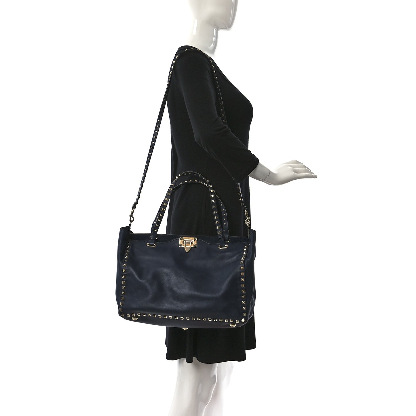Vitello Medium Rockstud Tote Marine