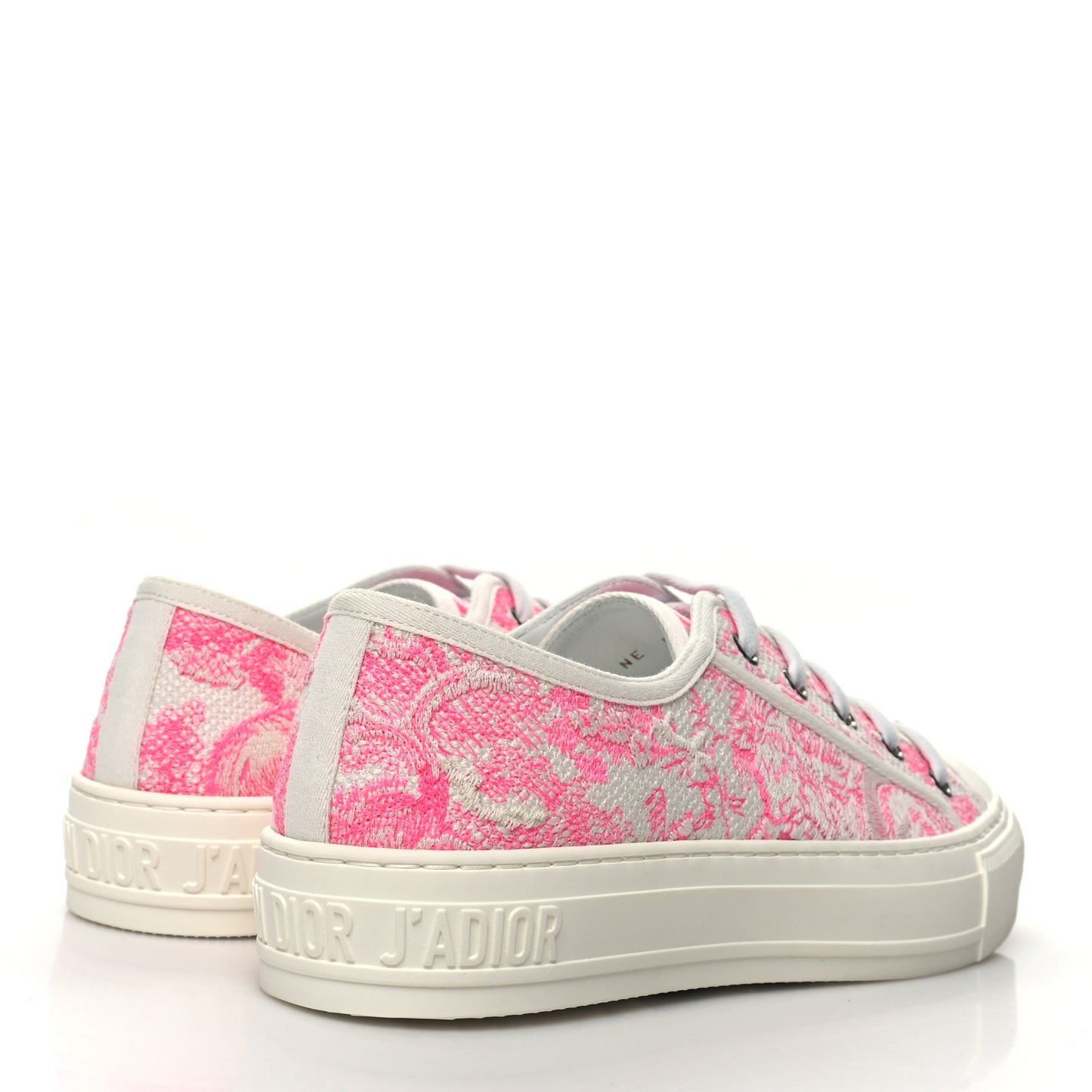 Canvas Fluo Toile De Jouy Embroidered Womens Walk'N'Dior Low Top Sneakers 38 White Fuchsia