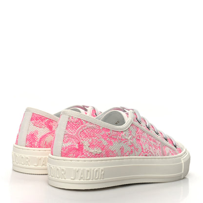 Christian Dior Canvas Fluo Toile De Jouy Embroidered Womens Walk'N'Dior Low Top Sneakers 38 White Fuchsia 4 of 8