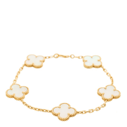 Van Cleef & Arpels 18K Yellow Gold Mother of Pearl 5 Motifs Vintage Alhambra Bracelet 1 of 6