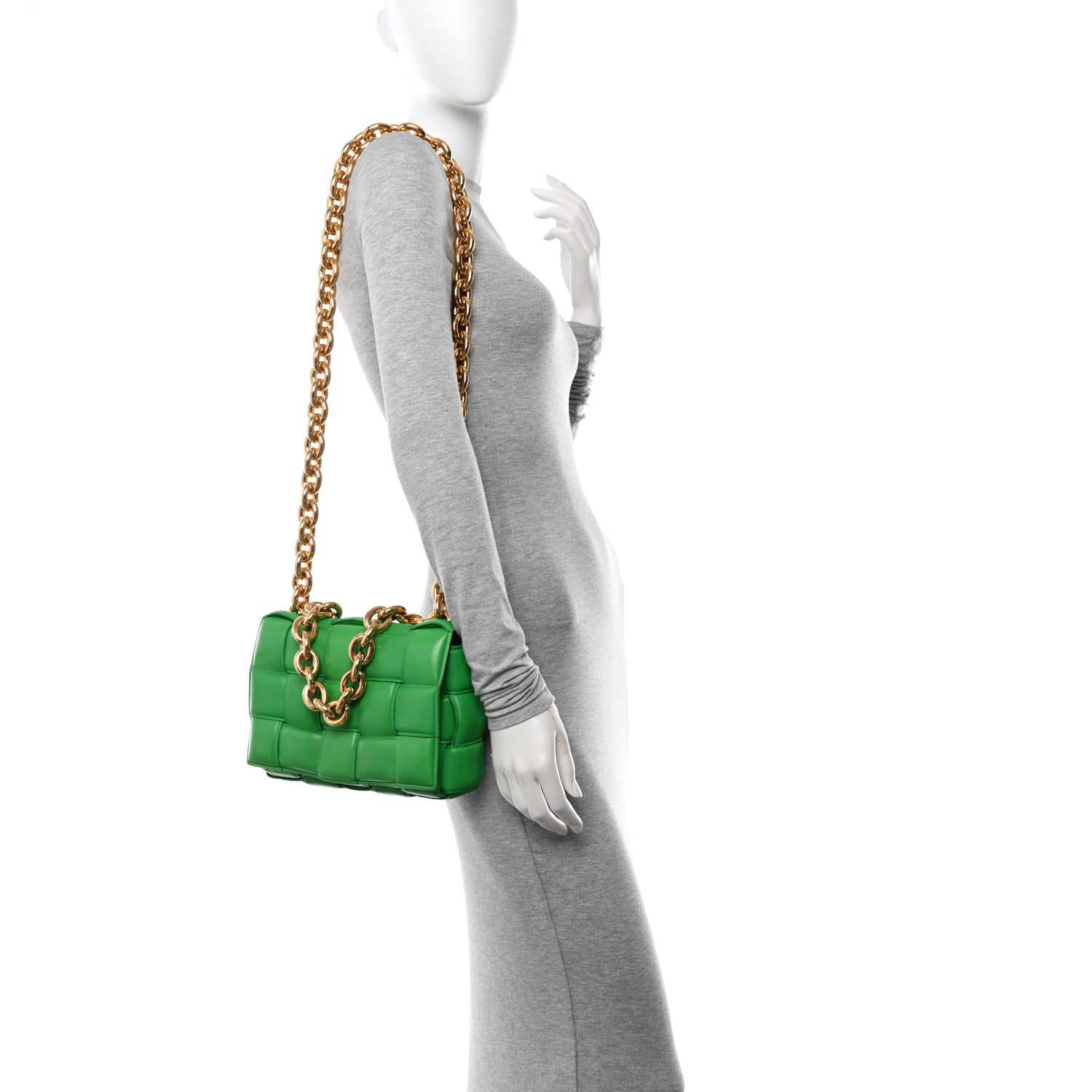 Bottega Veneta Lambskin Maxi Intreccio Padded Chain Cassette Crossbody Bag Grass 2 of 13
