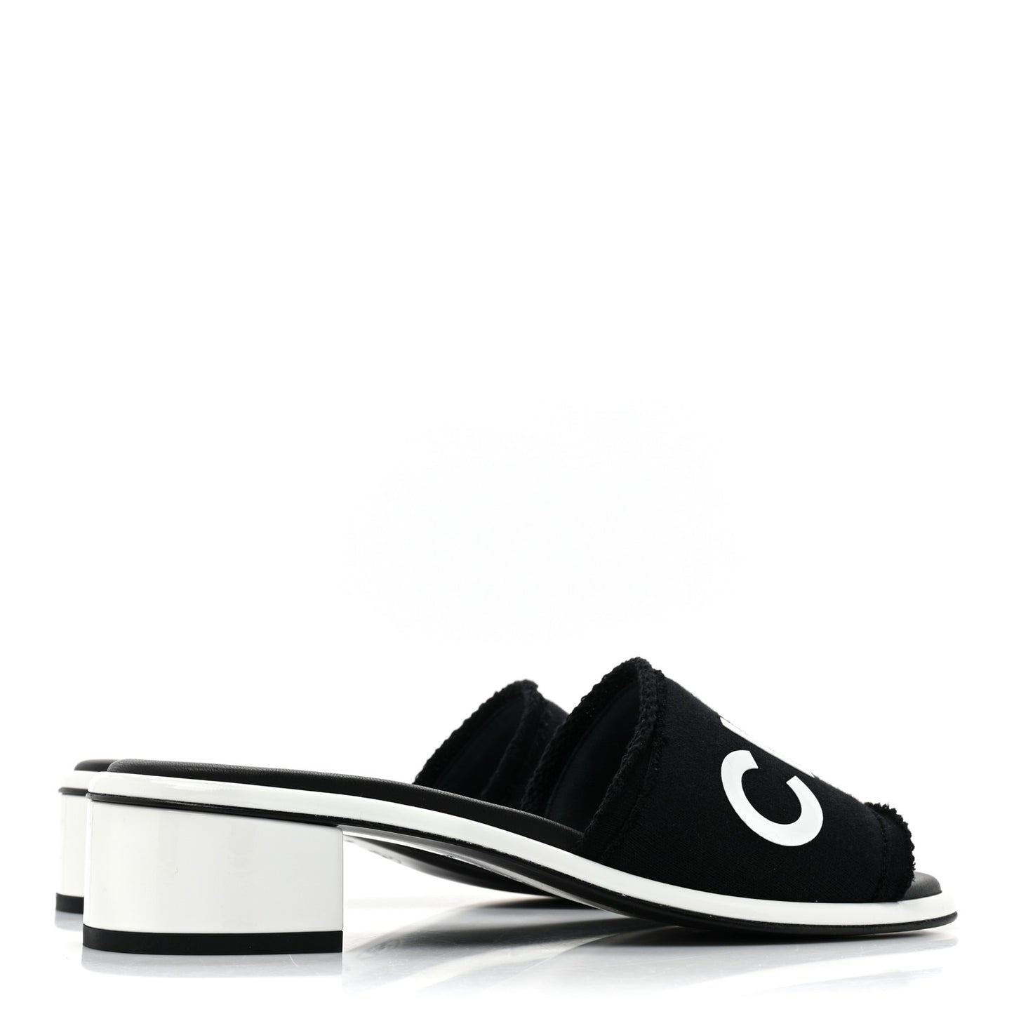 Cotton Logo Mule Sandals 35 Black White