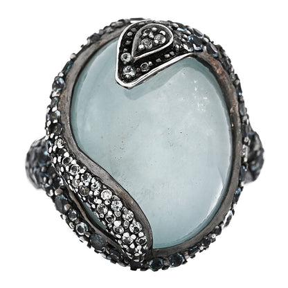 John Hardy Sterling Silver Diamond Blue Topaz Aquamarine Legends Cobra Ring 54 7 1 of 5