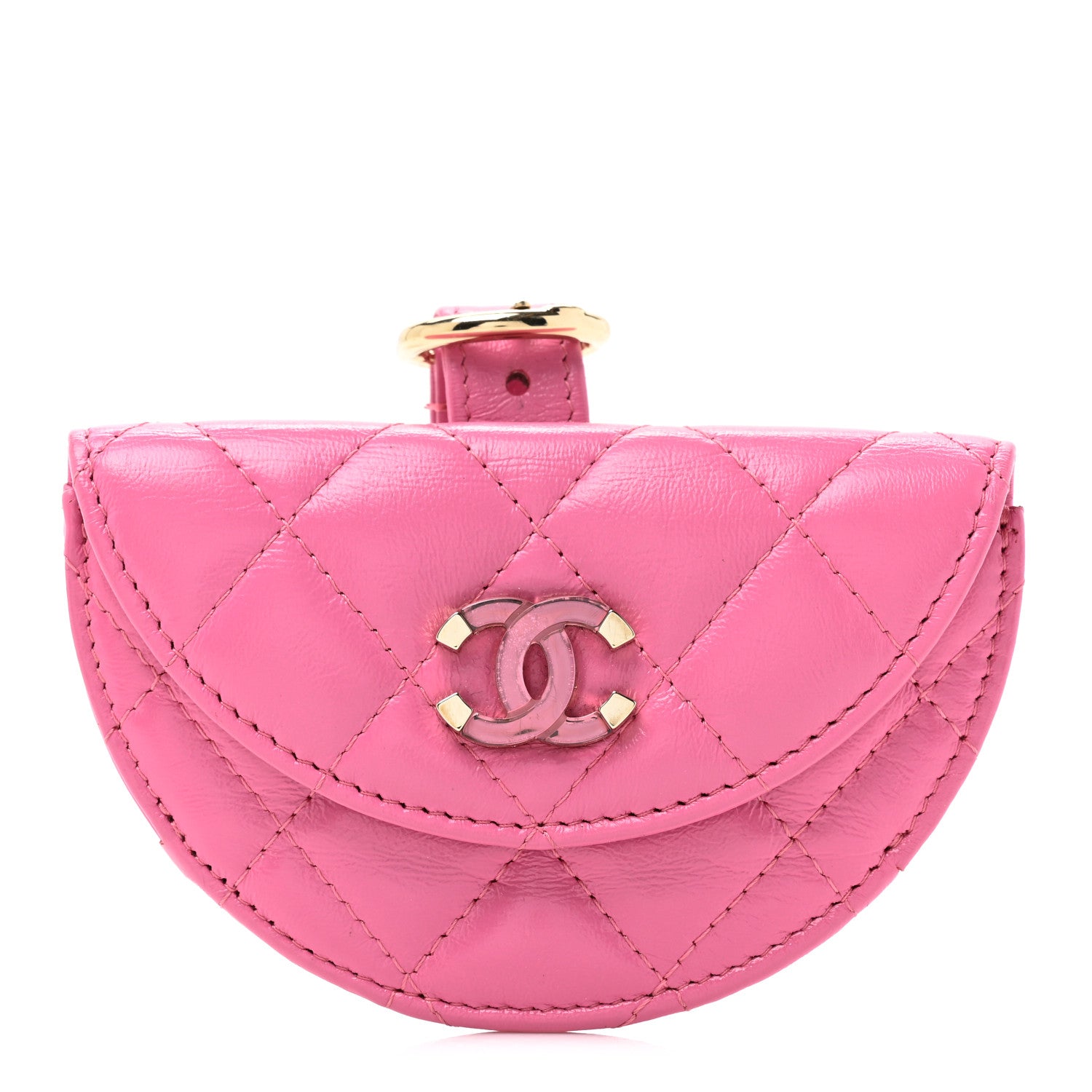 Chanel Shiny Crumpled Lambskin Flap Coin Purse Bracelet Pink 1 of 9