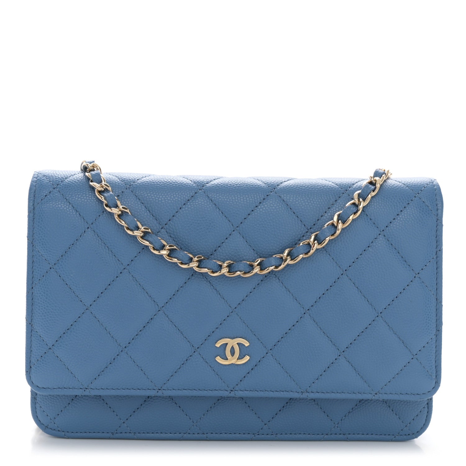 Chanel Caviar Quilted Wallet on Chain WOC Blue 1 of 10