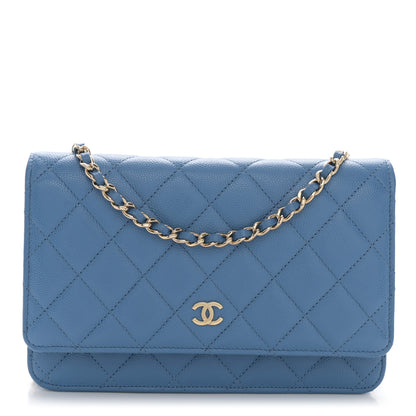 Chanel Caviar Quilted Wallet on Chain WOC Blue 1 of 10