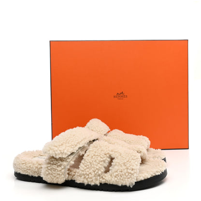 Hermes Woolskin Womens Chypre Sandals 40 Ecru 9 of 9
