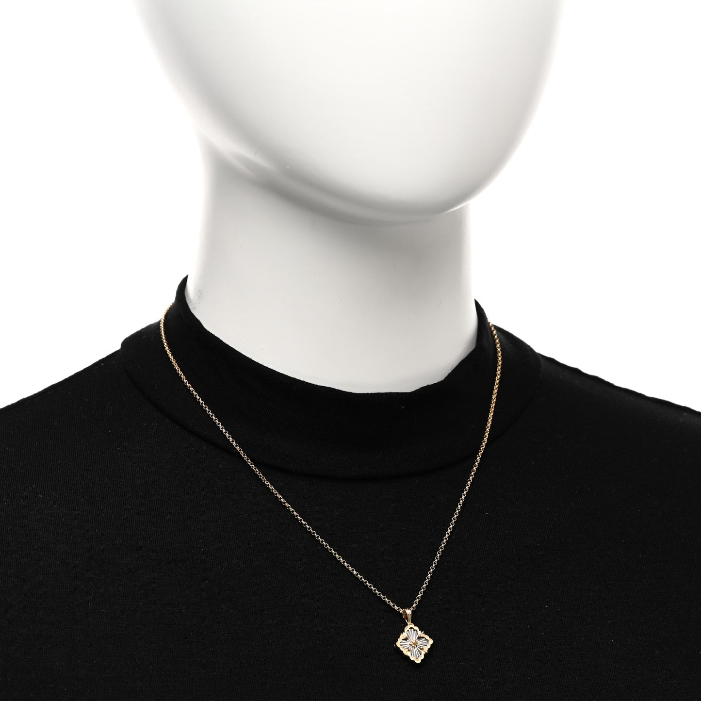 18K Yellow Gold Enamel Small Opera Tulle Necklace Green Blue
