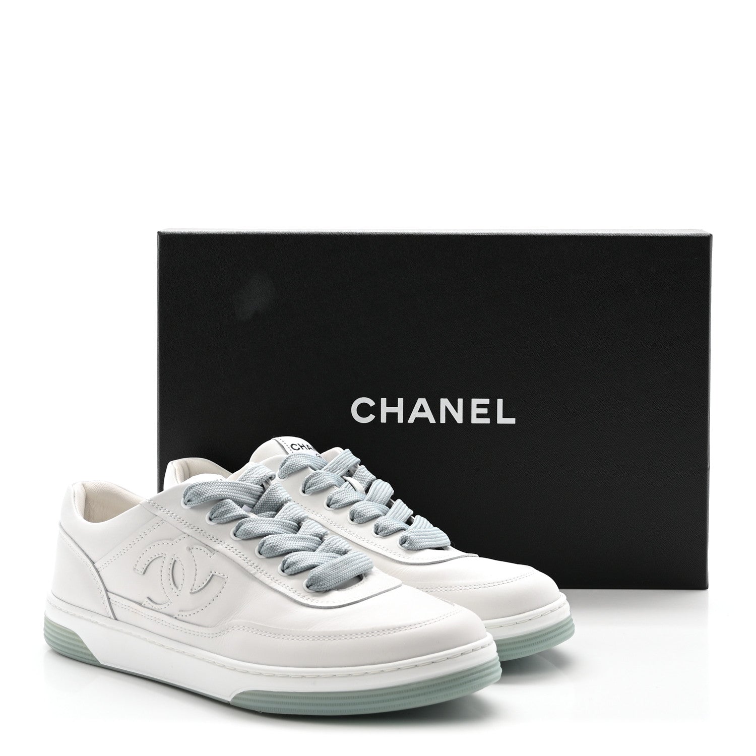 Chanel Kidskin Womens CC Sneakers 38.5 White 10 of 10