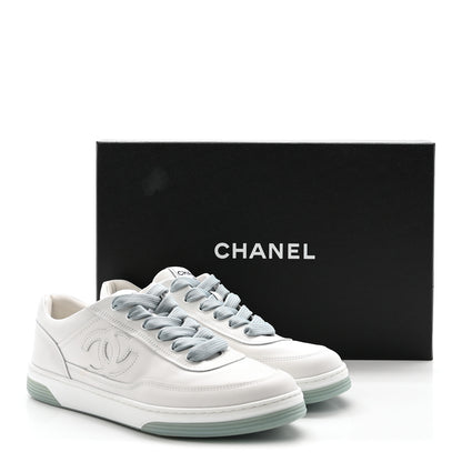 Chanel Kidskin Womens CC Sneakers 38.5 White 10 of 10