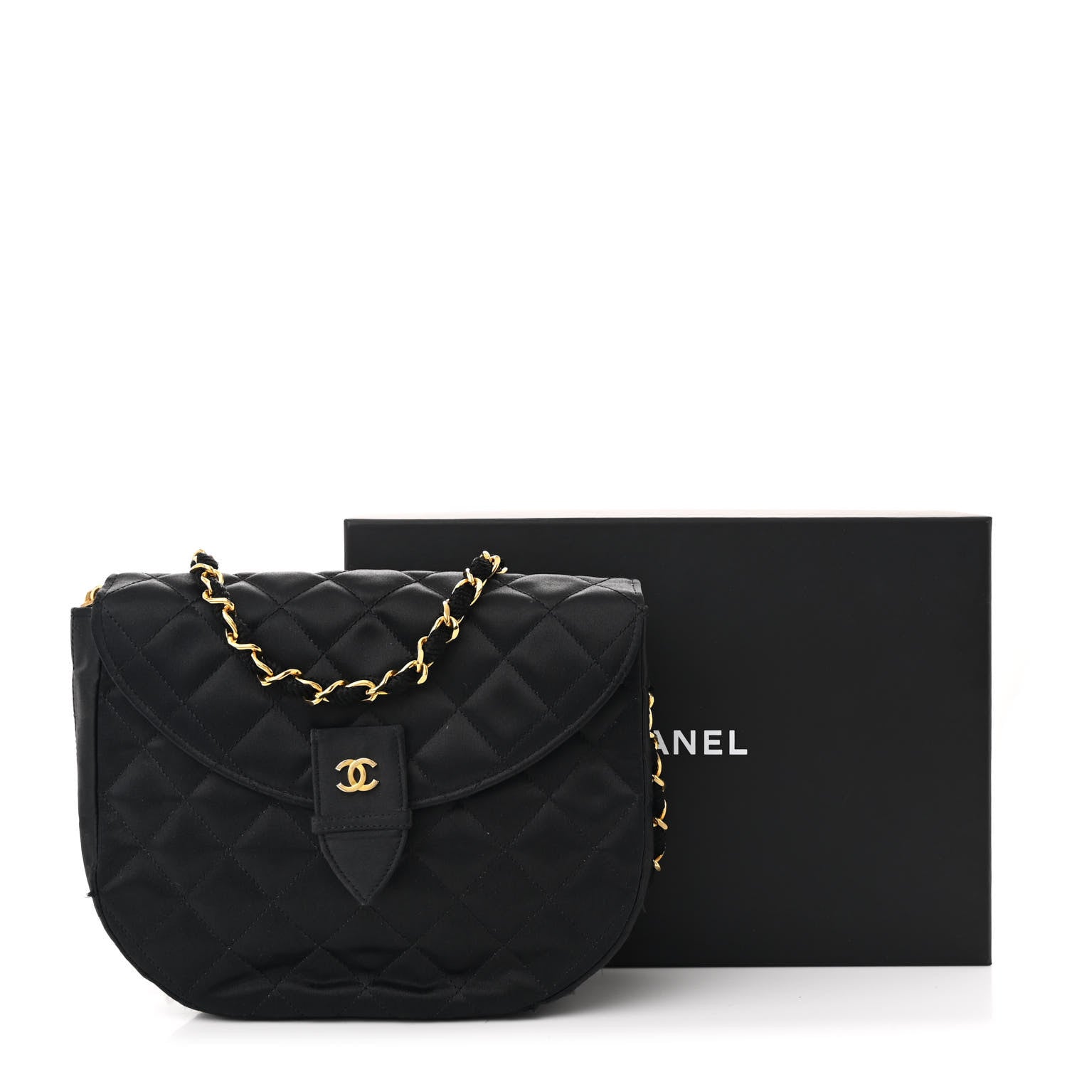Chanel Satin Quilted Half Moon Flap Black 14 of 14