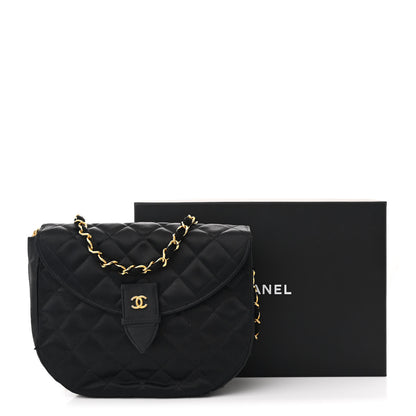 Chanel Satin Quilted Half Moon Flap Black 14 of 14