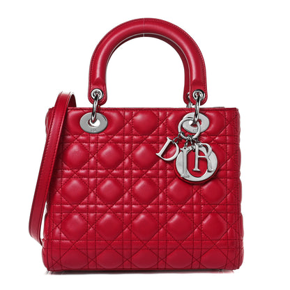 Christian Dior Lambskin Cannage Medium Lady Dior Red 3 of 25