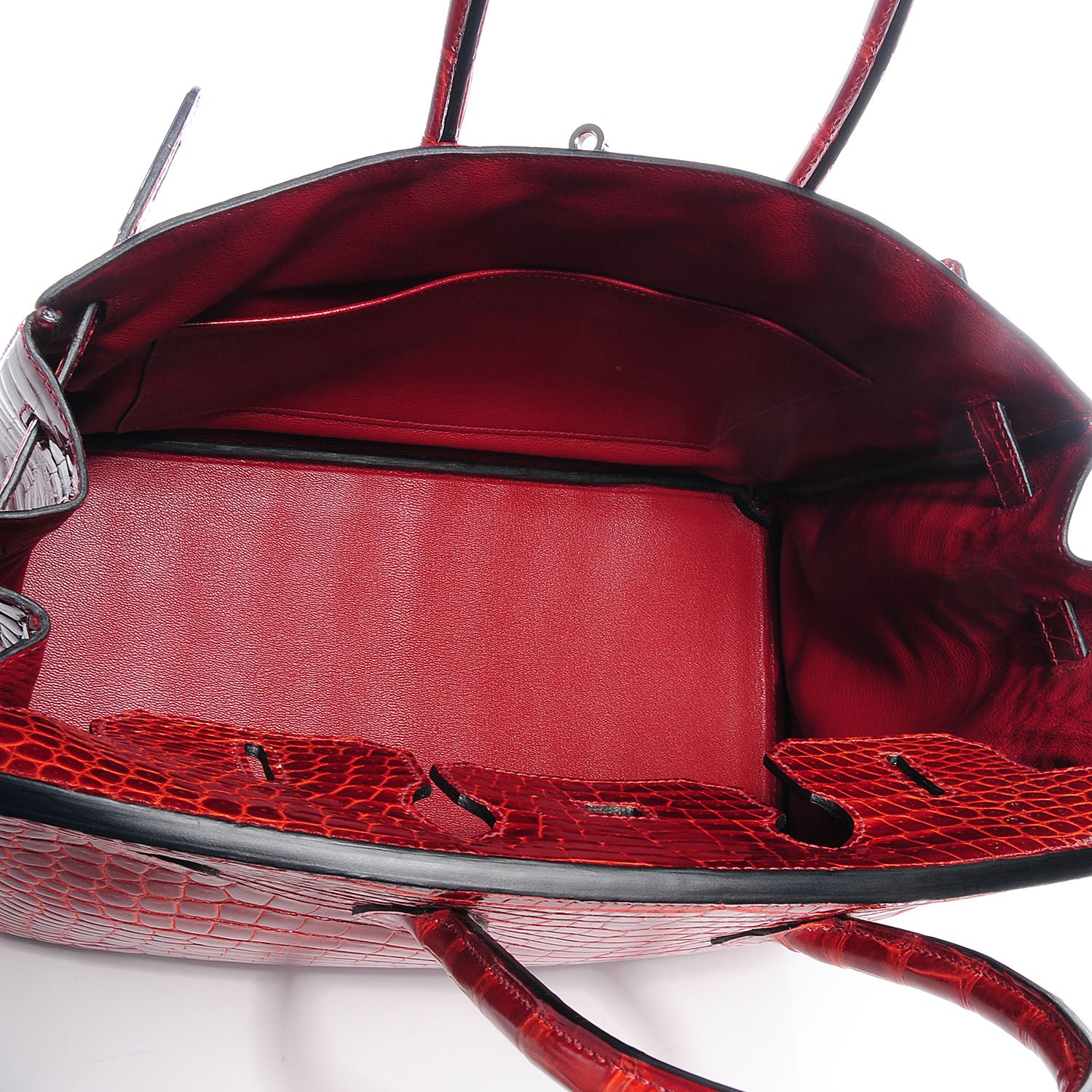 Hermes Shiny Porosus Crocodile Birkin 35 Rouge H 6 of 19