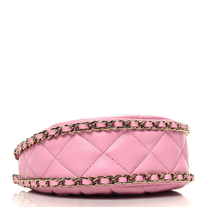 Chanel Lambskin Quilted Mini Chain Around Hobo Pink 4 of 10