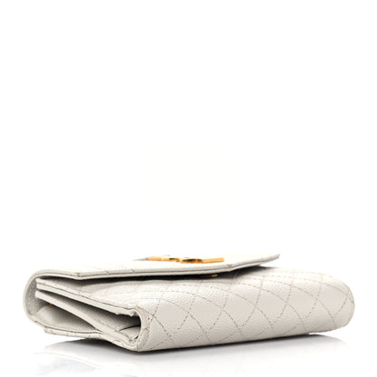 Saint Laurent Grain De Poudre Mixed Matelasse Triquilt Monogram Compact Tri Fold Wallet Blanc Vintage 4 of 8