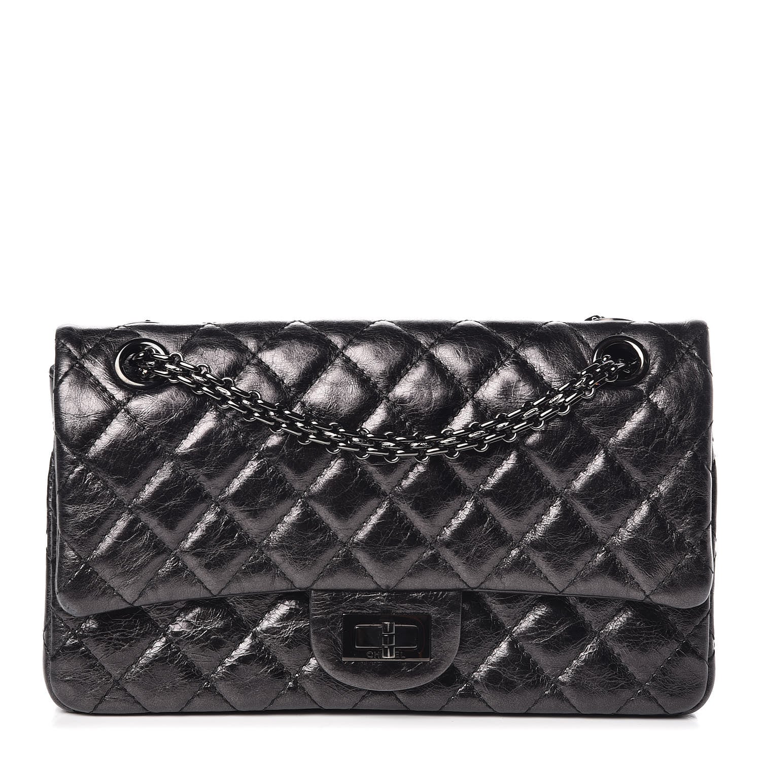 Chanel Metallic Aged Calfskin Quilted 2.55 Reissue 225 Flap So Black 1 of 9