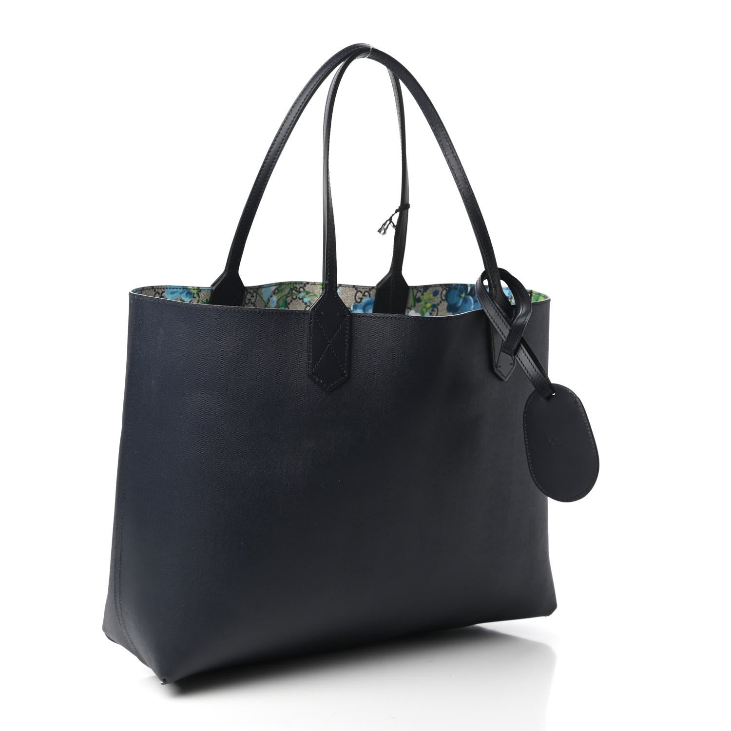Gucci GG Supreme Monogram Blooms Medium Reversible Tote Beige Blue Navy 11 of 16