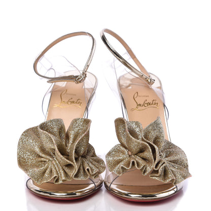 Christian Louboutin Metallic Calfskin Glitter Tonic PVC Fossiliza 100 Sandals 36 Version Light Gold 2 of 7