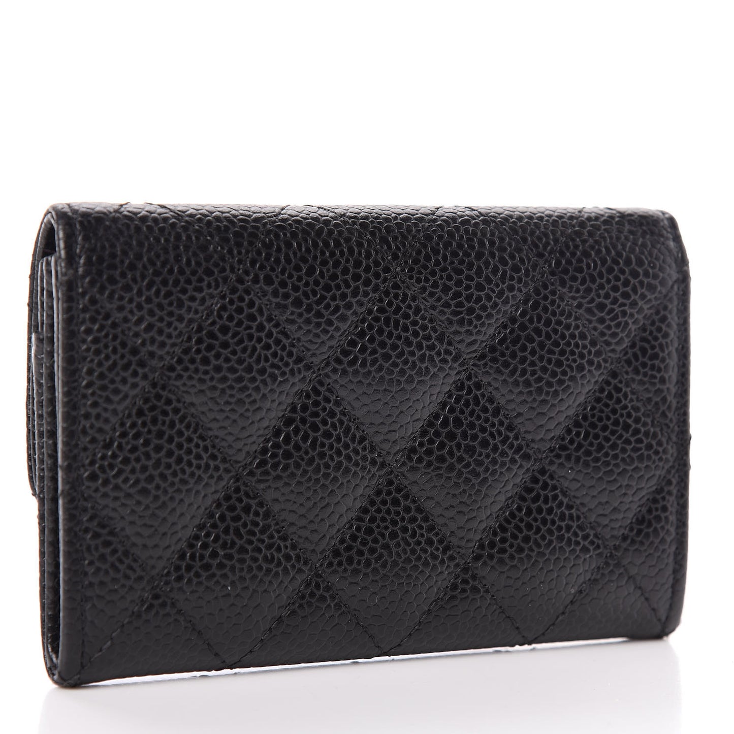 Caviar Quilted Flap Card Holder Black