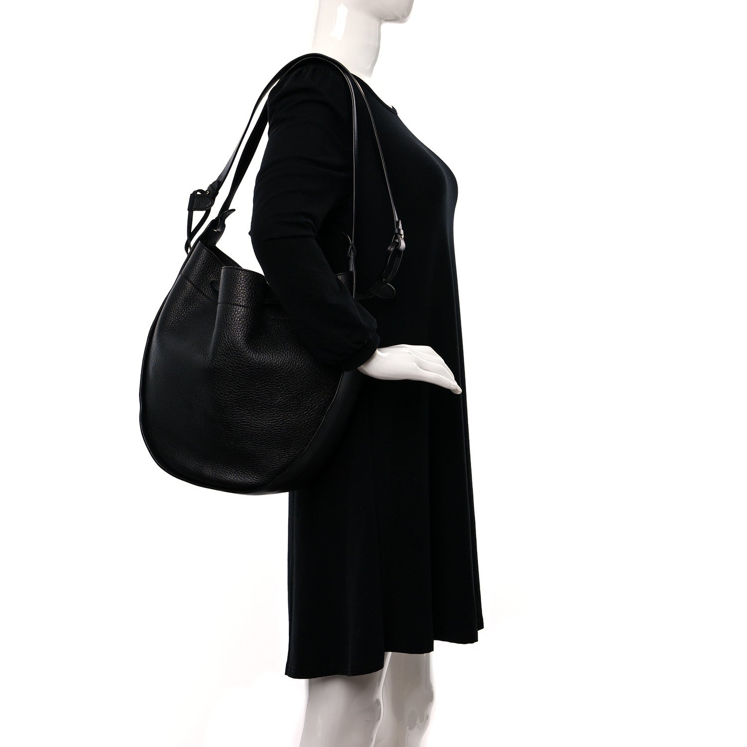 The Row Grained Calfskin Drawstring Bucket Bag Black 2 of 10