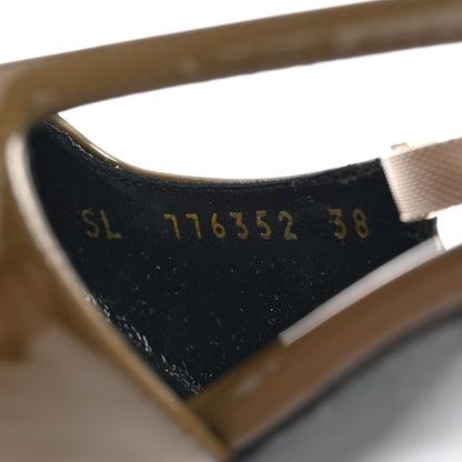 Saint Laurent Patent Calfskin Blake 110 Slingback Pumps 38 Amber Green 7 of 9