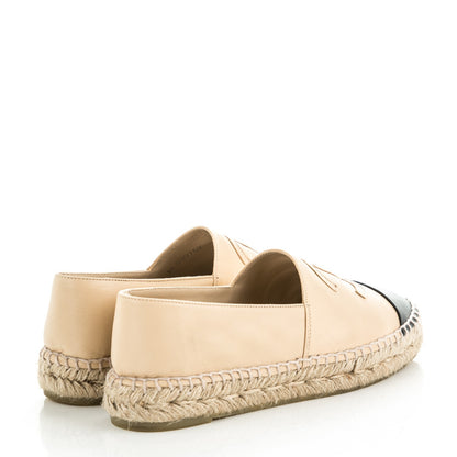 Chanel Lambskin CC Espadrilles 37 Beige Black 4 of 10