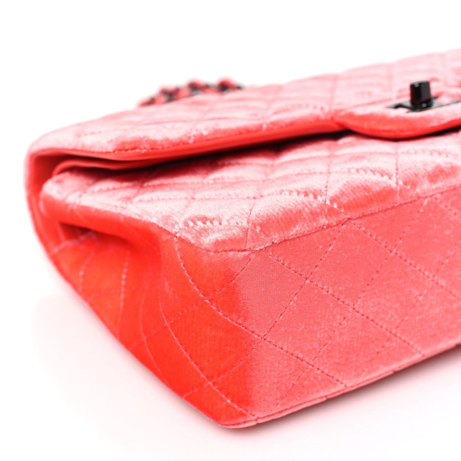 Chanel Velvet Quilted Medium Double Flap Coral 9 of 12