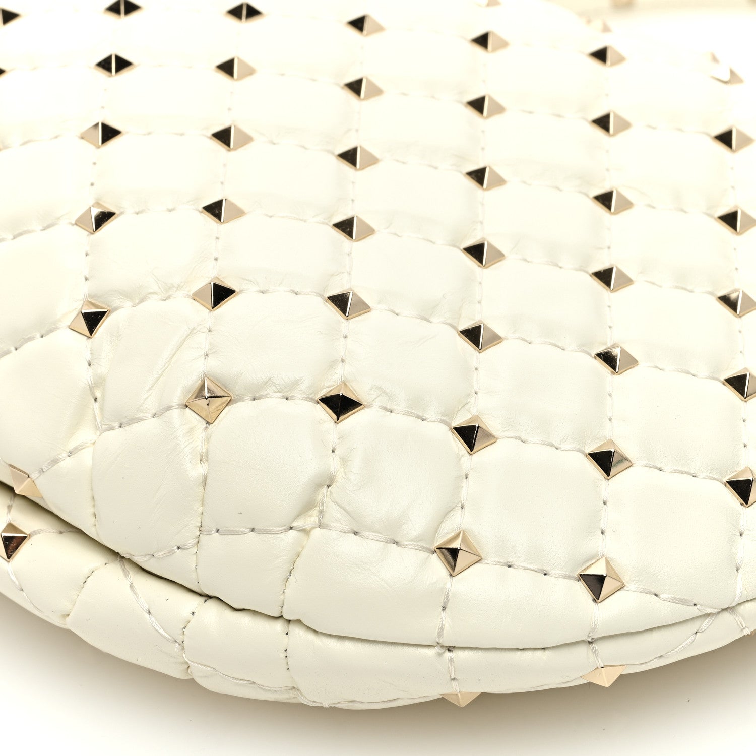 Valentino Garavani Nappa Small Rockstud Spike Hobo Ivory 9 of 10