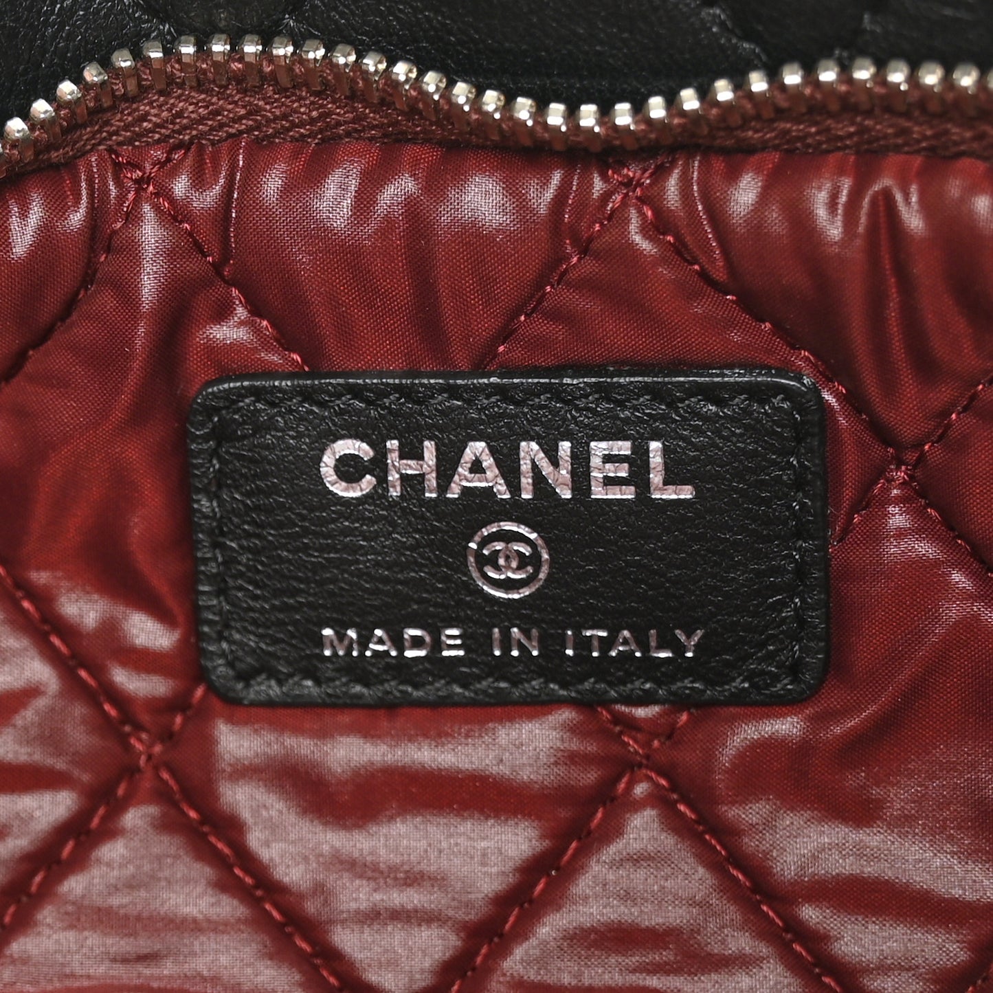 Lambskin Quilted CC Beauty Clutch Black