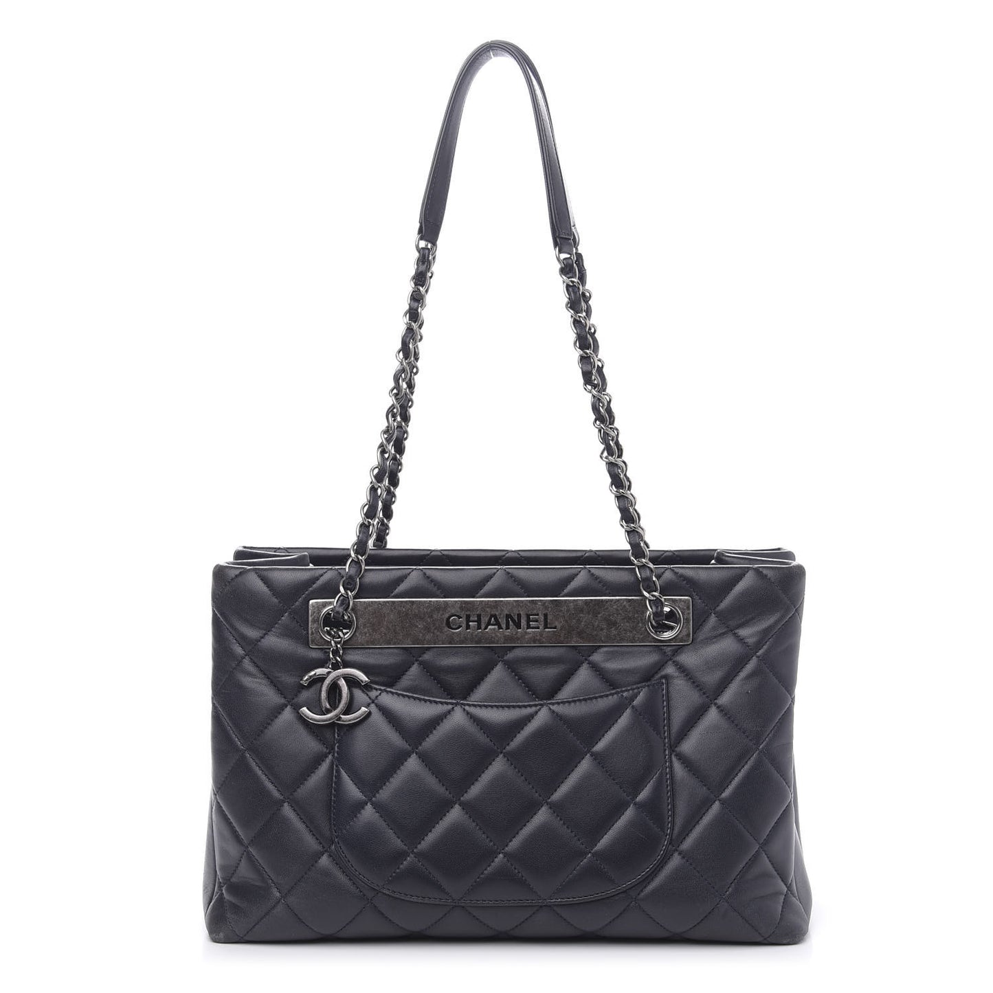 Lambskin Quilted Trendy CC Tote Black