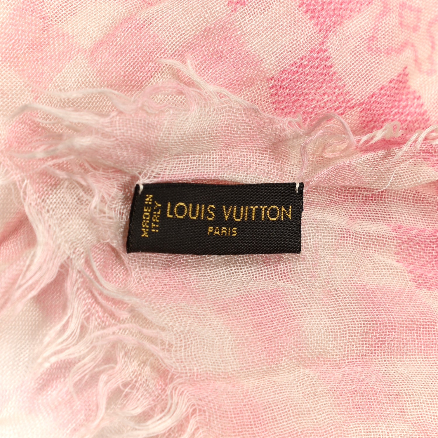 Louis Vuitton Cashmere Silk Damier Scarf Ivory Pink 3 of 3